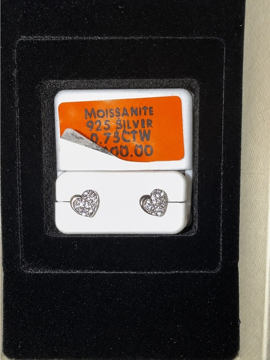 Jewelry - Moissanite 925 Heart Pavé Sterling Stud Earrings - Silver